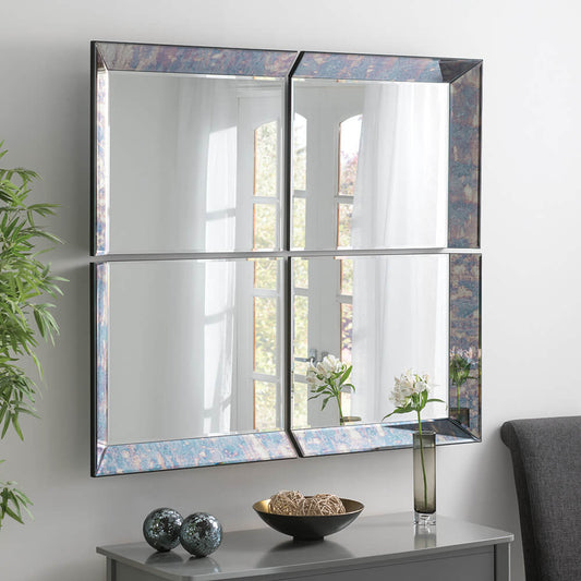 Byblos 4 Panel Blue Antique Mirror