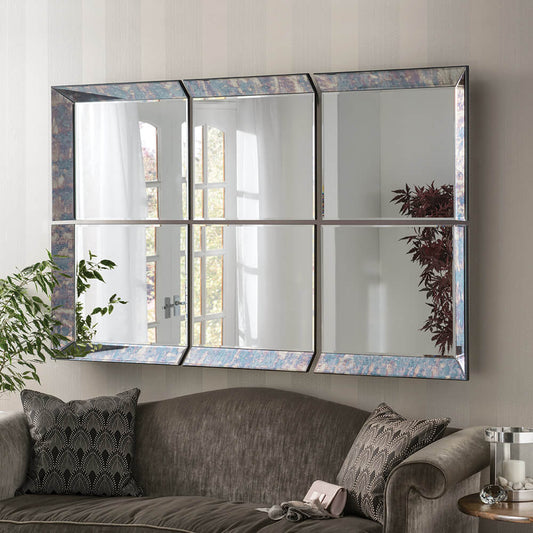 Byblos 6 Panel Blue Antique Mirror