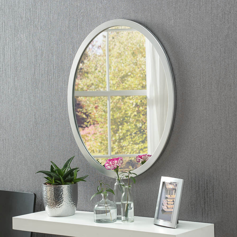 Classic silver oval mirror MirrorZone
