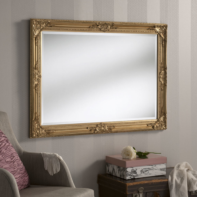 Florence Gold swept decorative framed mirror rectangular
