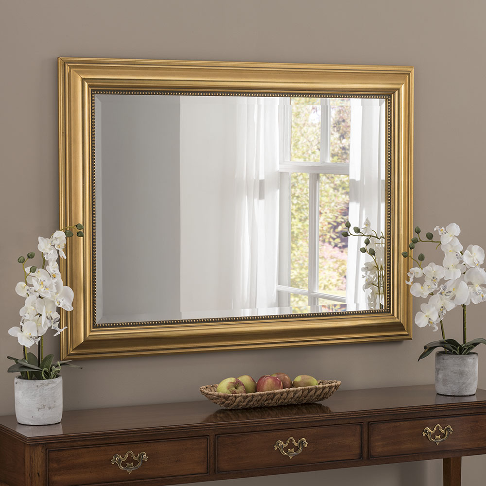 Yg312 Gold Modern Rectangle Wall Framed, Rectangle Gold Framed Mirror