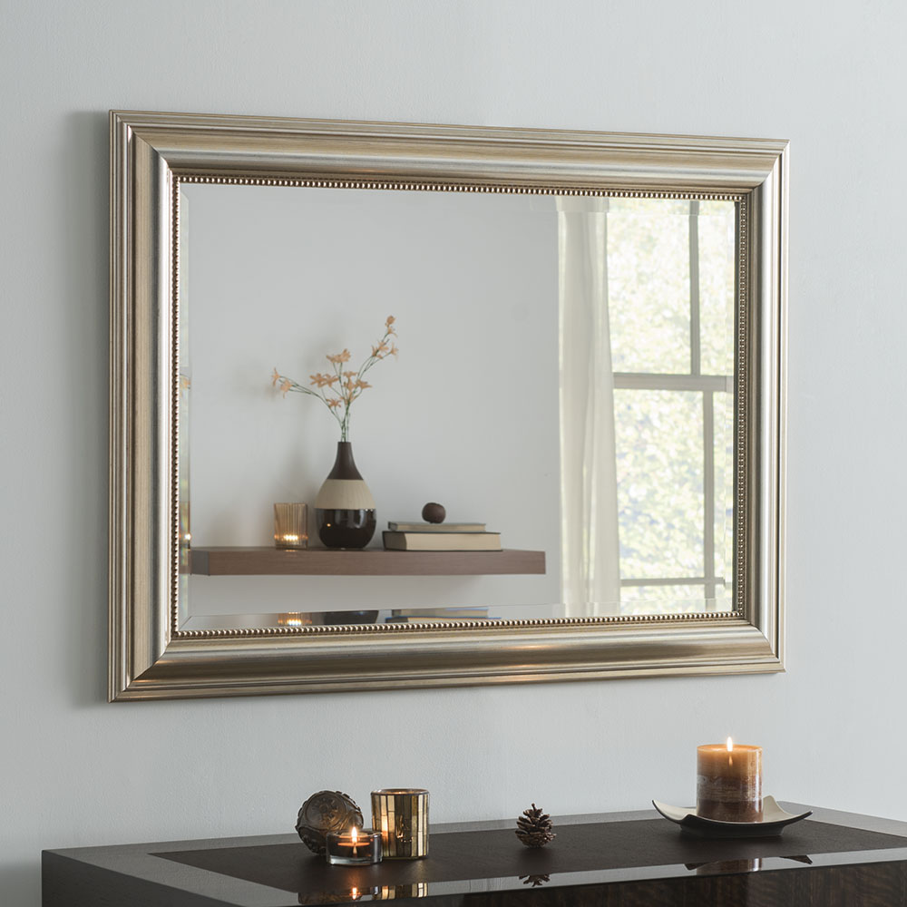 YG312 Silver modern rectangle wall mirror framed with ...
