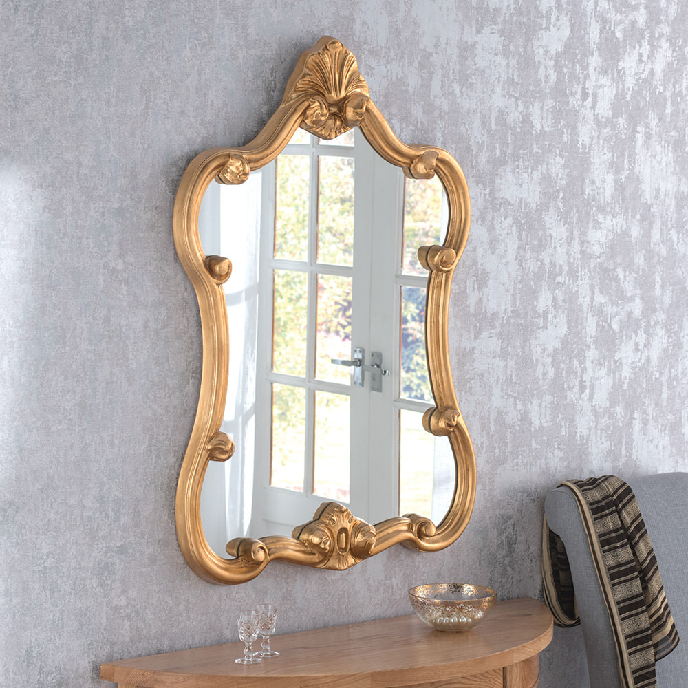 Decorative ART31/ White framed wall mirror gold, white and silver ...
